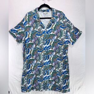 Vera Bradley Flowers + feathers cool cotton Button Down Night dress Women’s L